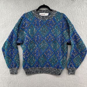 Vintage 1980s McGregor Multicolored Dad Grandpa Crewneck Sweater Large Geometric